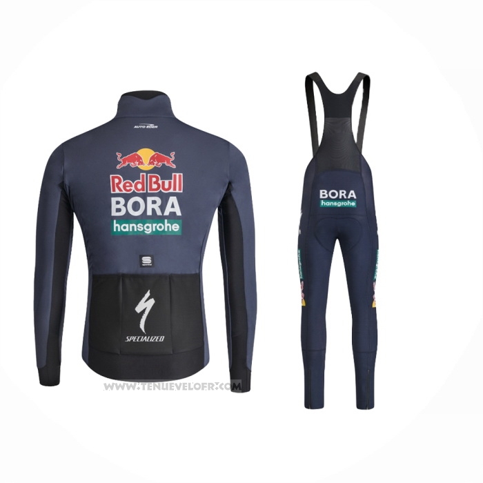 2024 Maillot Cyclisme Bora-Hansgrone Fonce Bleu Manches Longues Et Cuissard